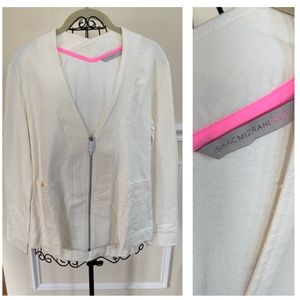 NWOT Isaac Mizrahi Live Front Zip Stretch Cotton Cardigan